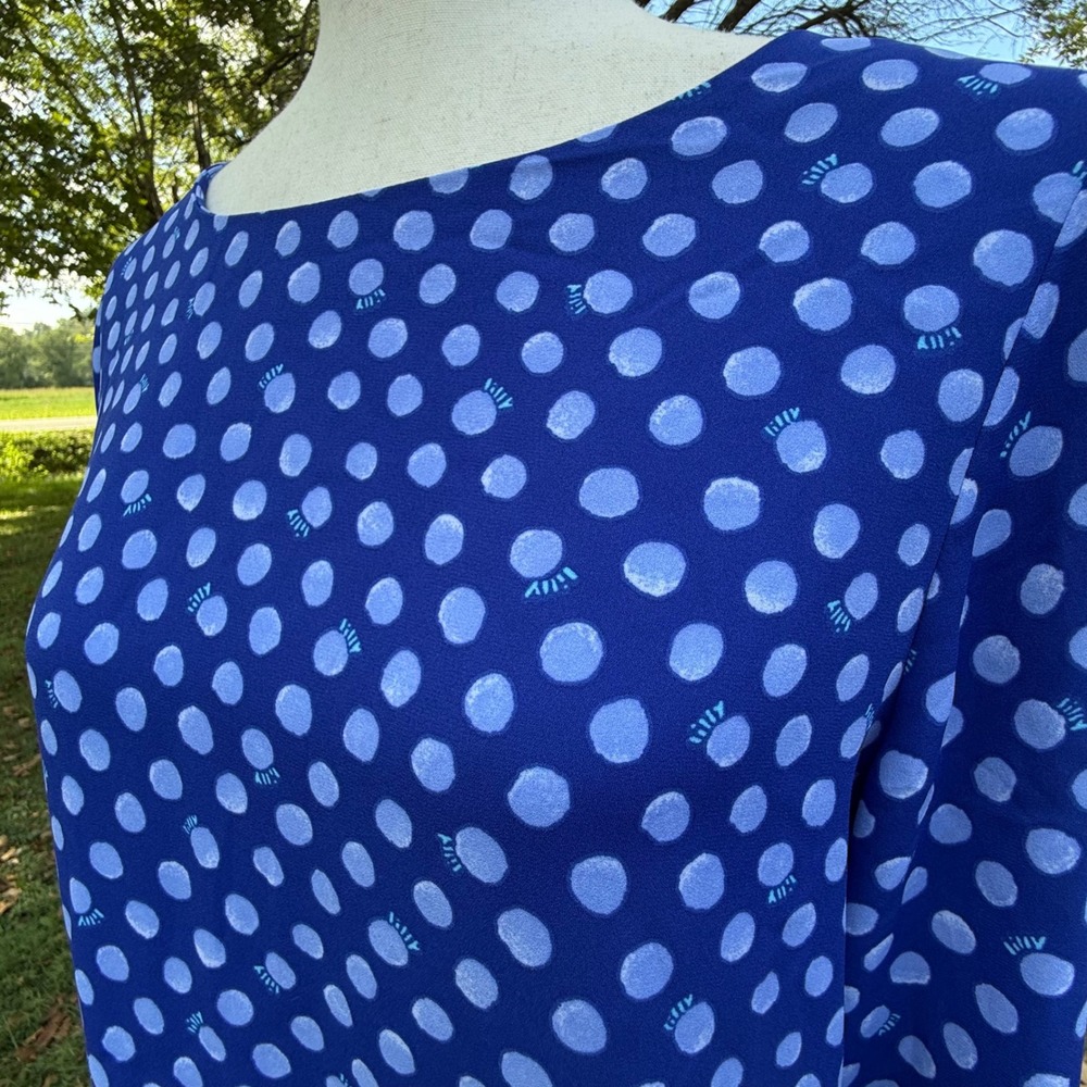 Lilly Pulitzer Elsa Top Blue Polka Dot Tie Cuff Blouse 001377 Womens Small - Picture 6 of 8